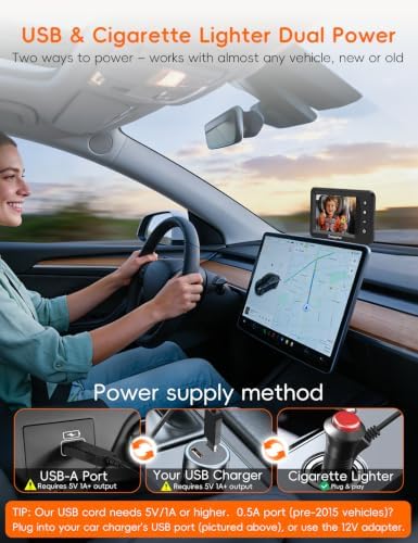 Baby Car Camera USB with No.1 Clarity, 5'' HD 1080P IPS Baby Car Monitor with 3X Zoom, Backseat/Carseat/Rear Seat Camera with Ultra Night Vision, Easy No-Damage Install, S100P(5inch Black)