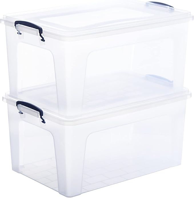 Superio 36 Quart Clear Plastic Storage Boxes with Lids, Stackable Organizer Containers, BPA-Free Storage Bins for Home, Office, School & Dorm, 6 Pack