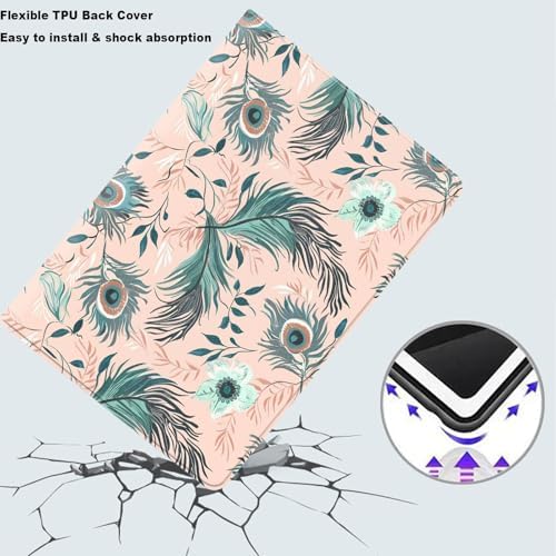 Tablet Case for iPad mini 6 Case 8.3 Inch 2021,Shockproof Protective Cover with Stand,Auto Wake/Sleep,Peacock Feather Flower