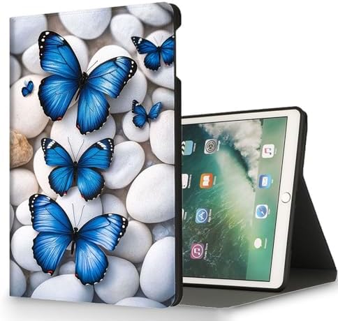 for Microsoft Surface Pro 11/10/9-13" 2024/2022 Tablet Case,Auto Wake/Sleep,Adjustable Stand Protective Cover - Blue Butterfly Pebble Pattern