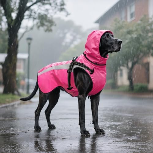 Dog Raincoat Waterproof Raincoats for Dog Reflective Dogs Rain Jackets with Hood Hoodie Pet Rain Poncho Coat for Small Medium Large Dogs Puppies S-XXL (Pink, L)