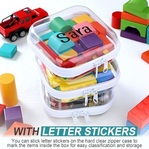 12 Pcs Clear Hard Zipper Case Back to School,5 x 5 x 2”