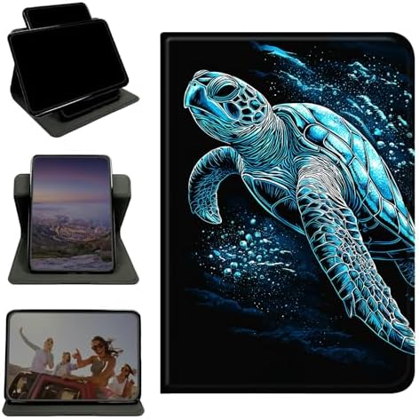 Case for Samsung Galaxy Tab A 8.0" 2017 SM-T380/T385, 360 Degree Rotating Stand with Multi-Angle Vertical & Horizontal Viewing Shockproof Protective Shell for Women Men, Blue Black Turtle