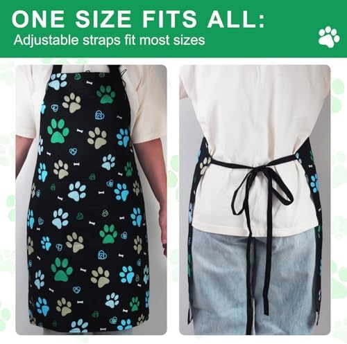 Dog Grooming Water-repellent Apron with 2 Pockets, Animals Puppy Dogs Pets Kitchen Chef Aprons for Grooming Cooking