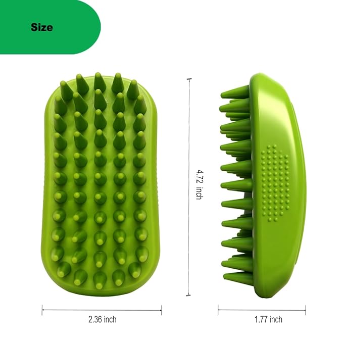 Rubber Curry Brush for Short Haired Dogs, Soft Curry Comb with Long Pins, Silicone Pet Brush, Use Wet as Bath Scrubber or Dry for Grooming Loose Hair