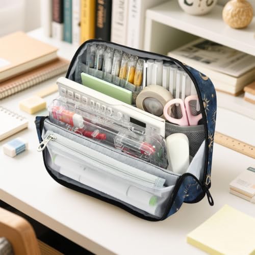 Celestial Suns Moons Stars Pencil Case for Kids Girls Boys | Large Pencil Pouch Pen Bag Holder with Big Capacity