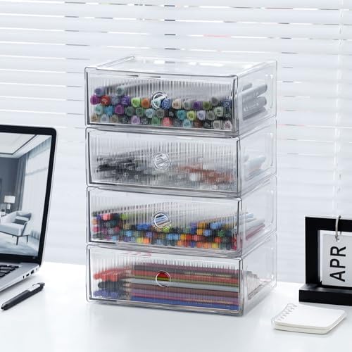 Clear Plastic Desk Organizers, 2 Drawers