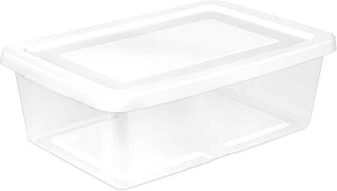 Sterilite Storage Box Stackable Tote, White, 12 Quart, 45 Pack | Clear Plastic Container with Secure Snapping Lids for Home and Office Organization