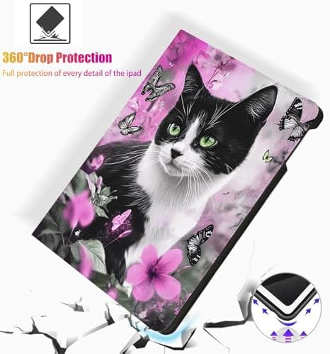 for Microsoft Surface Pro 8-13" 2021 Tablet Case,Auto Wake/Sleep,Adjustable Stand Protective Cover - Black and White Cat Butterfly