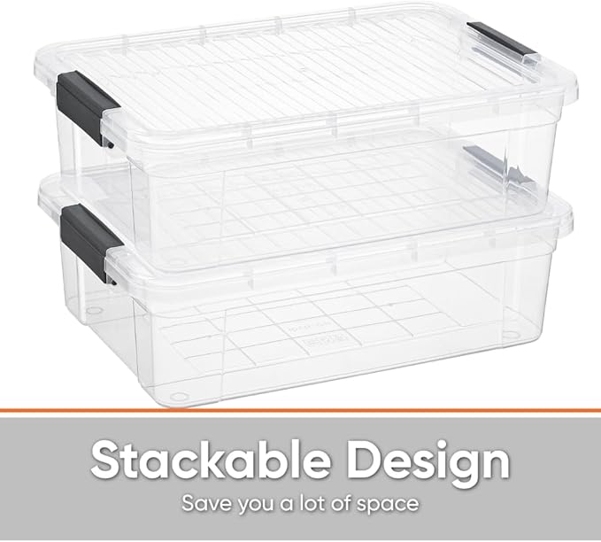 Superio Storage Bins with Lids, Clear Plastic Containers for Organizing, Stackable Totes, BPA Free, Odor Free, Organizer Boxes for Home, and Dorm