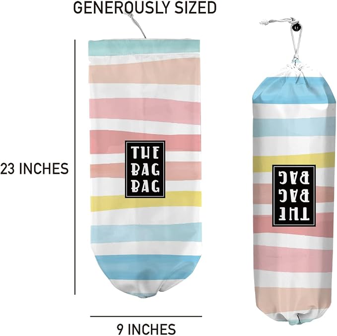 Plastic Bag Holder,Reusable And Washable Grocery Bag organizer,for Home Kitchen Travelling Camping Decor, use 1 Pack, Color Stripes Pattern