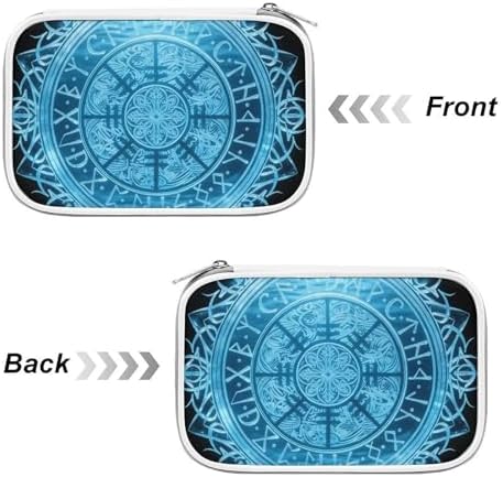 Women's Simple Thin Pencil Case Waterproof And Portable Perfect Organizer Box Bue Circle Viking Vegvisir Runic Compass