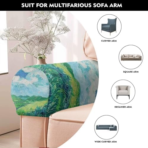 Couch Arm Covers for Sofa Irises Soft Stretch Armrest Covers Recliner Arm Covers Furniture Protector Armchair Slipcovers for Recliner, Set of 2