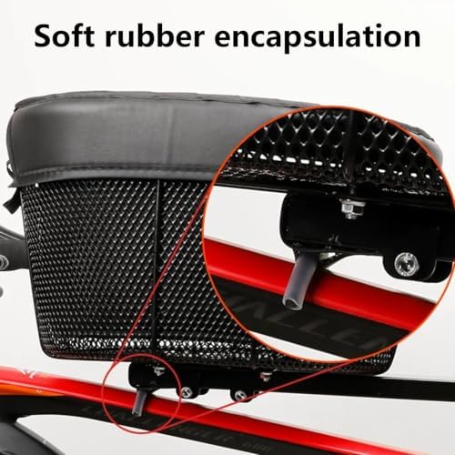 Scratch-Free Rubber Wrap Pet Bike Basket, Padded PU Lining for Small Dogs | Built-in Anti-escape Safety Hook, Stable Anti-slip Rubber Mount Pad(Folding bikes)