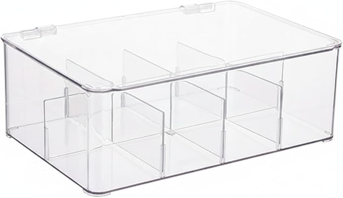 10.75 x 7.68 x 3.74 Inch Clear Storage Box with Removable Dividers, Medium PET Organizer Bin for Tackle and Craft Supplies (1 Pack)