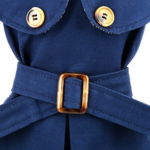 PAIDEFUL Trench Coat for Small Dogs, Blue, M