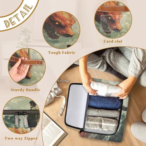 Animal Dragon Storage Bins with Zipper Lid Foldable Fabric Organizer Box with Handles Rectangular Closet Clothes Organizer Containers