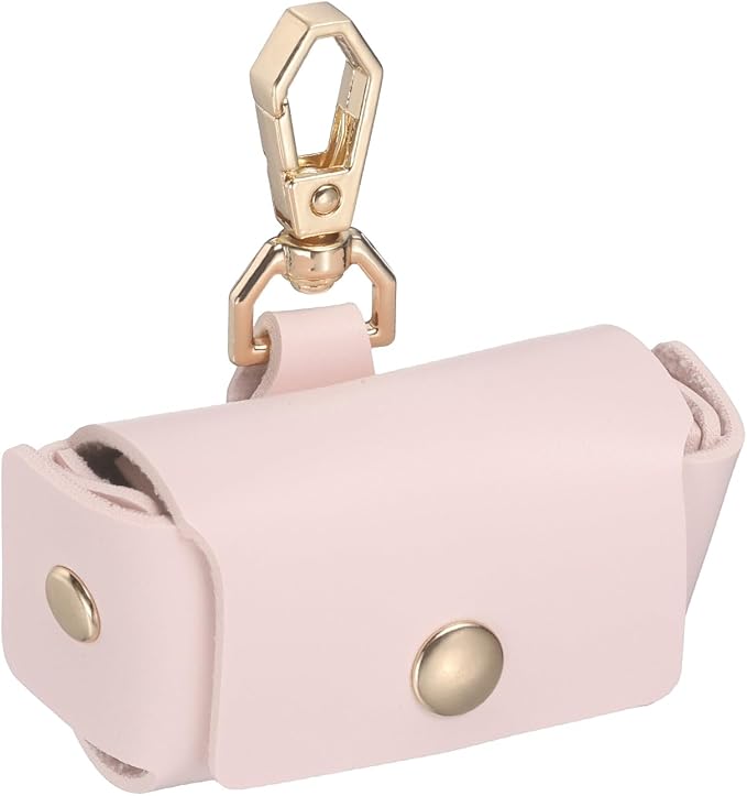 uxcell Dog Ring Bearer, Leather Wedding Pet Ring Pillow Jewelry Holder with Clasp Buckle Closure Portable Storage Organizer Button Closure Pouch for Wedding Engagement, Pink
