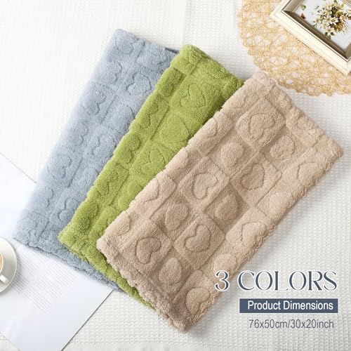 Tegeme 3 Pcs Small Dog Blanket 280 GSM Washable Pet Bed Cover Soft Fluffy Puppy Blanket 3D Textured Heart Checkered Pattern Fleece Soft Cat Plush Pet Throws for Kitten Doggy(Vibrant Colors,20"×30")