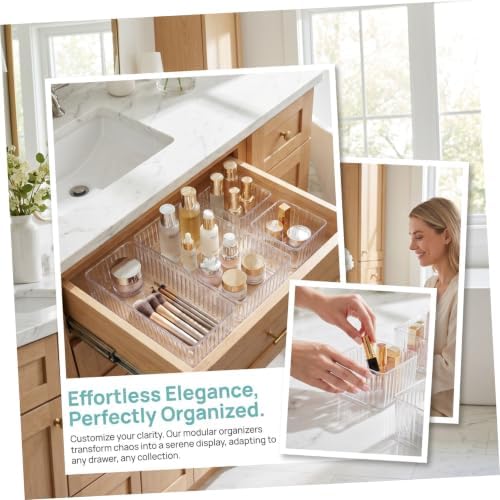Homoyoyo 10pcs Plastic Drawer Organizer Tray Set with 4 Sizes, Stackable Pet Multi-use Divider System with Removable Dividers and Raised Edges, for Vanity, Kitchen Gadgets, Nail Tools,