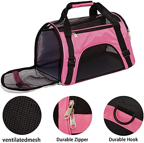 MuchL Pet Carrier Soft-Sided Carriers for Cat Carriers Dog Carrier for Small Medium Cats Dogs Puppies Pet Carrier Airline Approved Cat Dog Pet Travel Carrier (Medium,Pink)