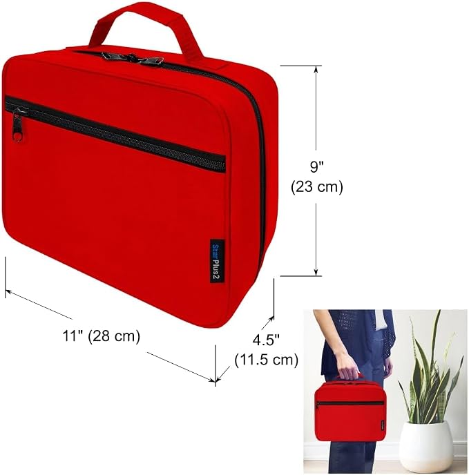 Large Pill Bottle Organizer & Medicine Bag for Travel, Red | Prescription bottle organizer with 10 bottle pockets and padded storage for medication bottles, supplements, vitamins