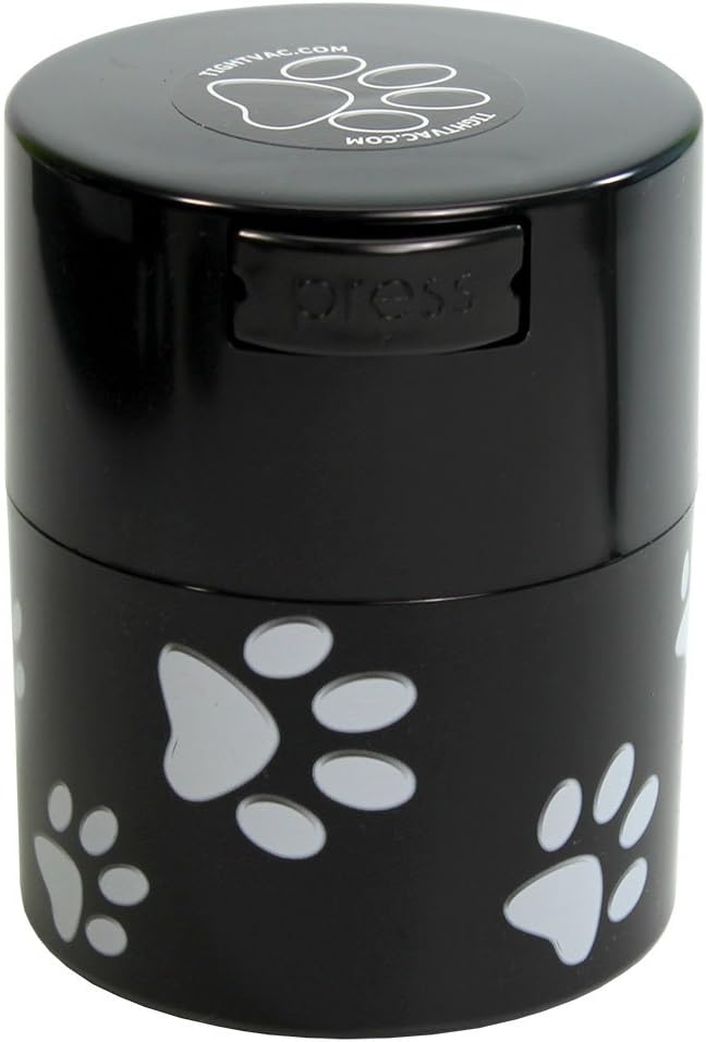 Pawvac 3 Ounce Vacuum Sealed Pet Food Storage Container; Black and White Paws