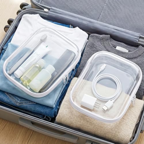 TenKa Clear Hard Shell Zipper Case, 6 Pack Extra Large Clear Zipper Pouches for Travel, Waterproof Hard Plastic Storage Bags for Office Supplies, Toys, Toiletry & Makeup (2M+2L+2XL)