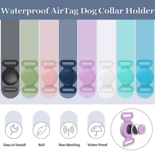 Waterproof Dog Collar with Airtag (1st & 2nd Gen) Holder, 2 Pack | Lightweight Silicone Hidden AirTag Holder for Dog Collar, Anti-Lost AirTag Case for Pet Cat Dog (Black & White)