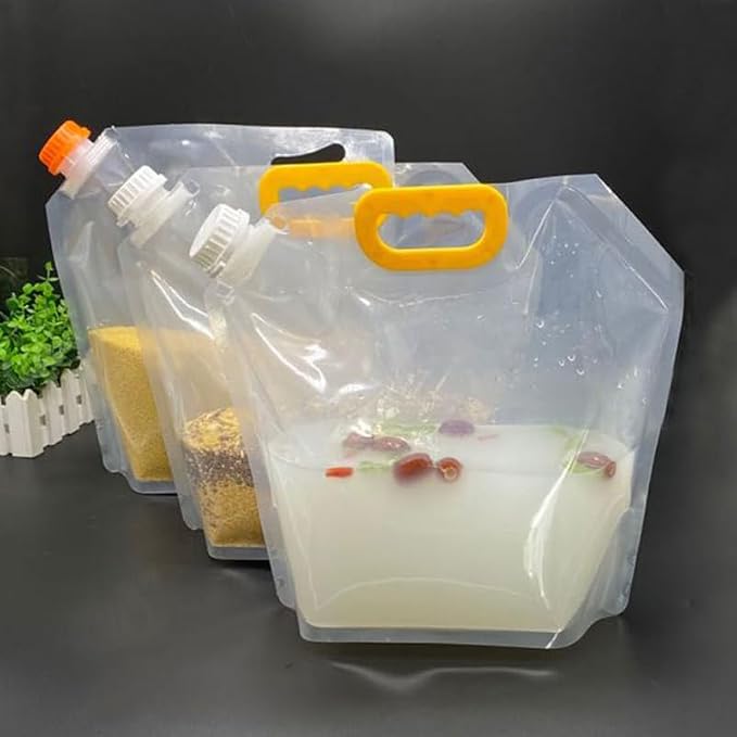 PRETYZOOM Transparent Beverage Bag Pa/Pet with Handle 4 Pack | Food Grade Plastic, with Cover, Disposable Design, for Beer, Soy Milk, Juice