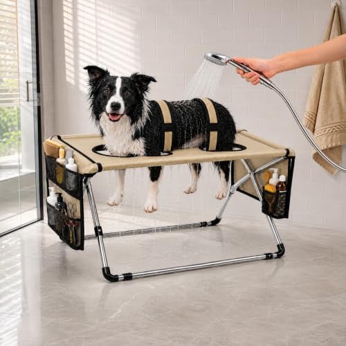 2026 Upgraded Detachable Pet Grooming Hammock for Small Dogs & Cats 44 LBS | Stainless Steel Stand Pet Grooming Sling, 8‑Hole Adjustable Dog Cat Grooming Harness for Pet Nail Trimming, Bathing, Care