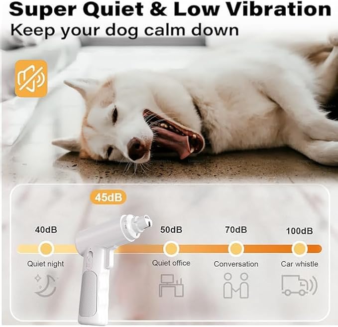 Dog Nail Grinder Electric - Super Quiet Low Vibration Pet Nail Trimmer with 2 LED Lights | USB Rechargeable Cordless 3 Speeds | Painless Paw Grooming for Small Medium Large Dogs & Cats (Pink)