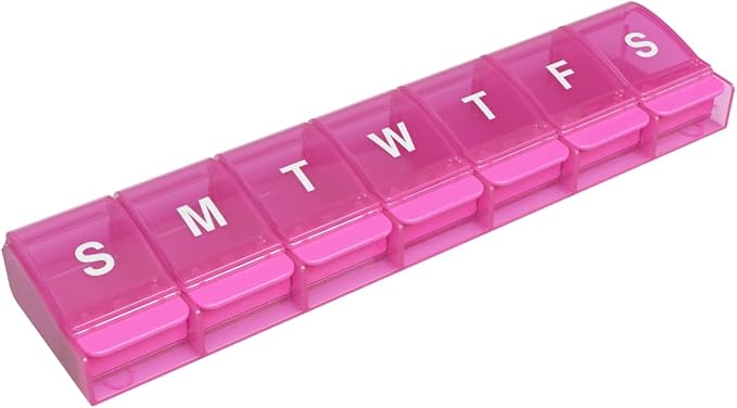 Ezy Dose Weekly (7-Day) Pill Organizer, X-Large Medicine Planner, Pink | Daily Vitamin & Supplement Case, Spacious Push-Button Compartments, Convenient & Easy to Use, Travel-Friendly, BPA-Free