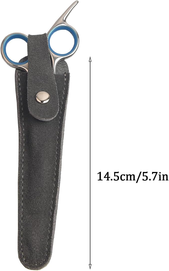 Haircutting Scissor Case with Zipper and A Leather Cover(Purple+Gray) | Professional Salon Hair Scissors Storage , PU Leather Portable Safety Holster Organizer for Hairdressers Tools