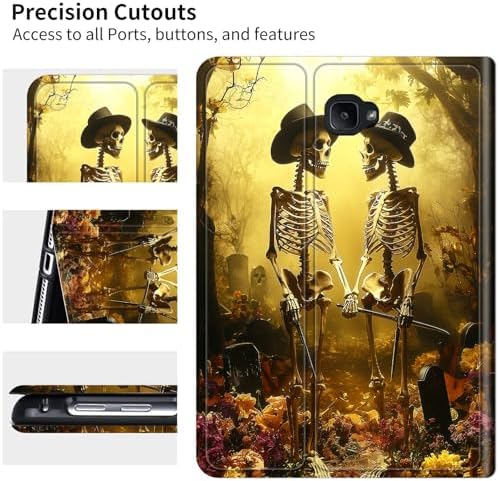 for Samsung Galaxy Tab A 10.1" 2016 SM-T580/T585/T587 Case | Slim Leather Smart Cover with Multi-Angle Anti-Slip Stand [Auto Wake/Sleep] Shell for Women Men - Forest Skull Leaf