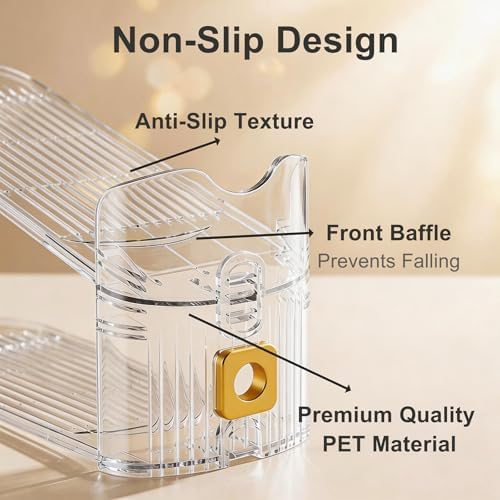FUSHITON Shoe Organizer for Closet, Stackable Shoe Rack with 3 Adjustable Heights, Double Layer Space Saving Clear Holder for Small Apartment and Dorm Room, 10 Pack