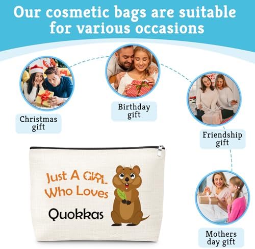 Funny Quokka Gift Makeup Bag Quokka Lover Gift Australian Animals Wildlife Gifts for Women Sister Best Friend Coworker Daughter Mom Travel Pouch Christmas Birthday Present for Her Cosmetic Bag