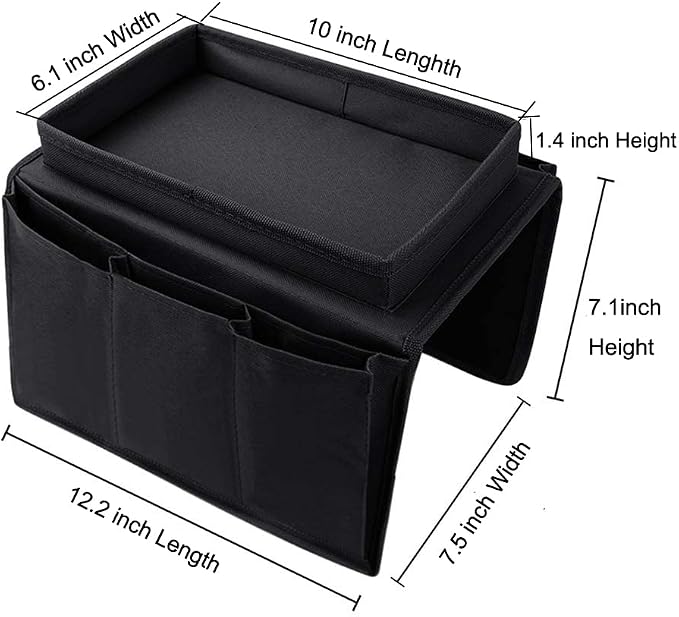 Sofa Armrest Organizer with Cup Holder Tray Chair Arm TV Remote Holder for Recliner Couch Armchair Caddy Bedside Storage Pockets Bag for Cellphone Tablet Book Magazines Drinks Pouch