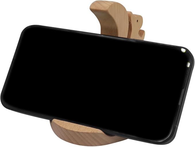 Cute Animal Cellphone Stand Holder Wooden Smartphone Desk Holder for Mobile Phones Cartoon Phone Stand Desk Ornament