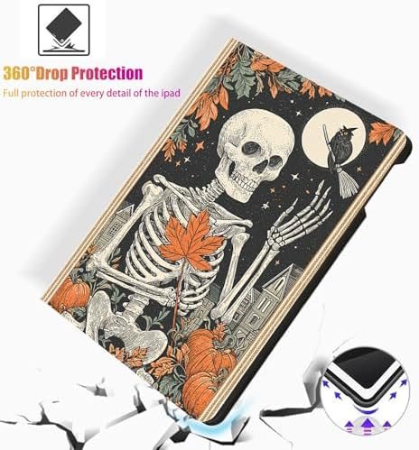 for Microsoft Surface Pro 11/10/9-13" 2024/2022 Tablet Case,Auto Wake/Sleep,Adjustable Stand Protective Cover - Halloween Skeleton