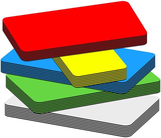 Dry Erase Magnetic Labels, 4x2 Inch, 40 Pieces in 5 Colors, Reusable, for Whiteboards, Locker, School, Classroom, Office, Home