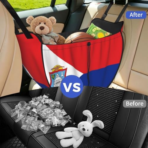 Flag of Saint Martin Car Seat Organizer-Backseat Storage Bag for Travel | Waterproof Durable. Holds Snacks Gear Essentials. Fits Most Cars.