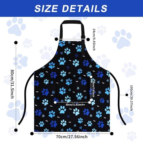 Dog Grooming Water-repellent Apron with 2 Pockets, Animals Puppy Dogs Pets Kitchen Chef Aprons for Grooming Cooking