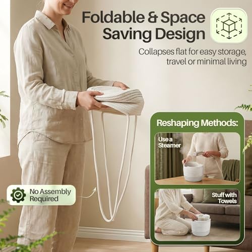 Flexzion Woven Hanging Planter Basket for Indoor Plants, 8 Inch, White | Plant Holder Fits Pots Up to 7 Inches; 20-Inch Hanging Rope Adds Boho Style While Saving Floor and Shelf Space