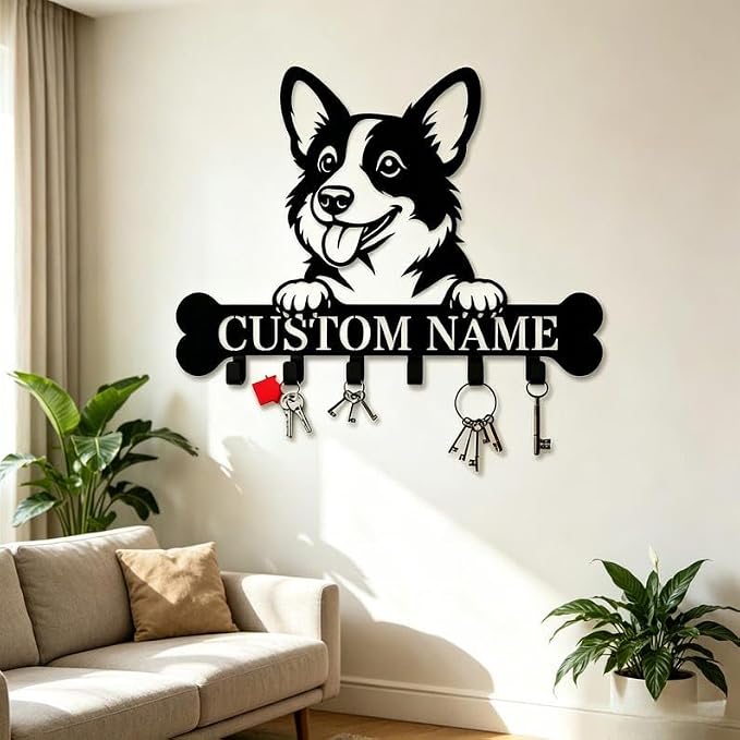Personalized Dog Metal Wall Hook, Custom Bone Bar, Pet Gear Organizer | Key Holder Wall Mount, Dog Lover Gifts, Metal Decor, House Warming Gifts New Home, Dog Leash Holder for Wall