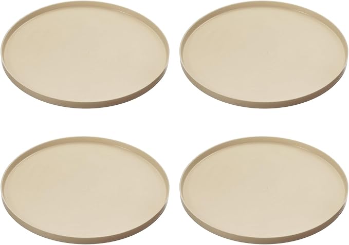 Cat Food Mat, 7x7 Inch Silicone Pet Feeding Mat Non-Slip Round Waterproof Dog Water Bowl Tray Raised Edge Protects Floors (2Pcs, Apricot), Intended for Pets Bowl/Fountain