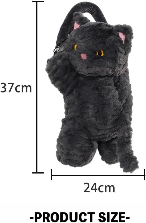 Cute Cat Car Tissue Holder Plush Kitten Paper Box for Backseat Adorable Hanging Organizer & Decor for Women Pet Lovers & Gifts (Black)