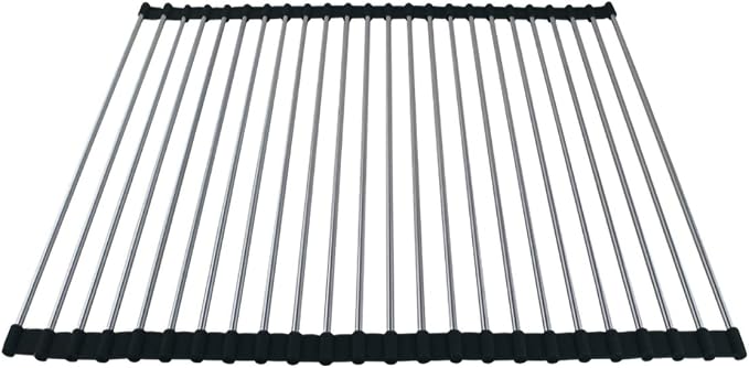 Ahyuan Roll up Dish Drying Rack Over The Sink Kitchen Roll up Sink Drying Rack Portable Dish Drainer Foldable Dish Drying Rack (Black, 17.8''X15.8'')