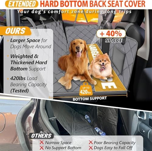 Hard Bottom Dog Car Seat Cover for Back Seat, Backseat Extender