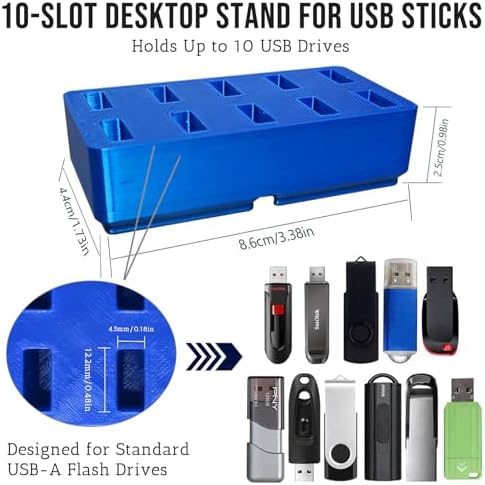 Flash Drive Desk Organizer Stand FEWINA USB Holder Storage Electronic Accessories Organizer for USB Flash Drive Stand, Thumb Drive Holder, Jump Drive Stands, Blue